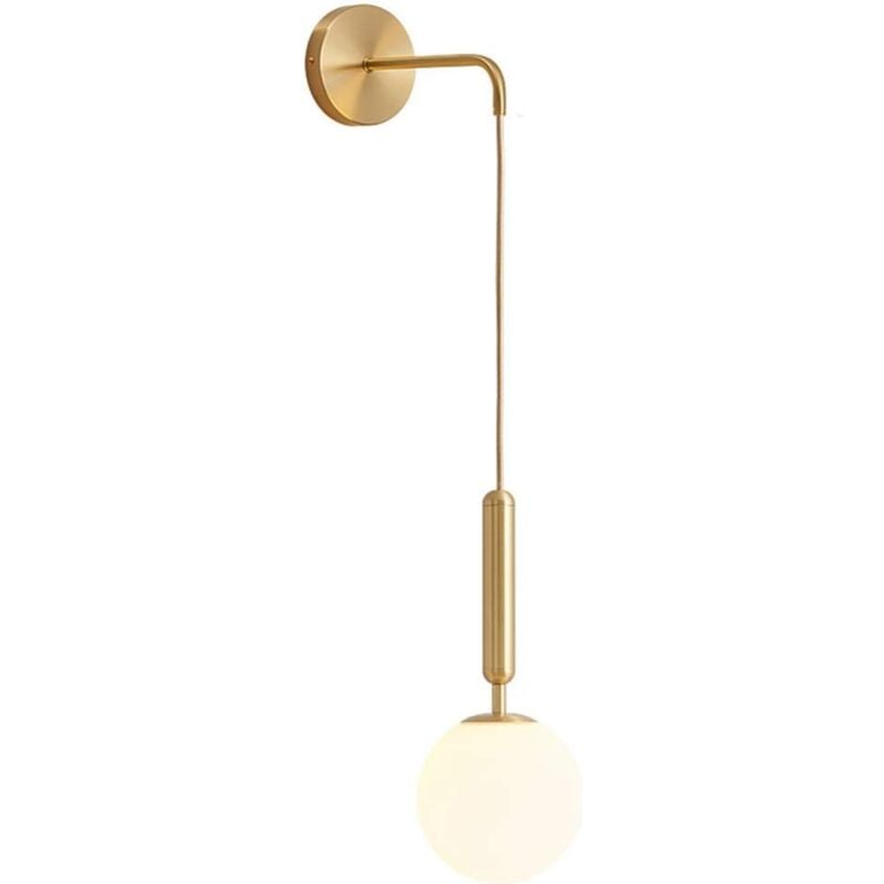 foto del prodotto applique da parete moderna a sfera in vetro e27, applique da parete minimalista nordica per interni, per camera da letto, soggiorno, corridoio,