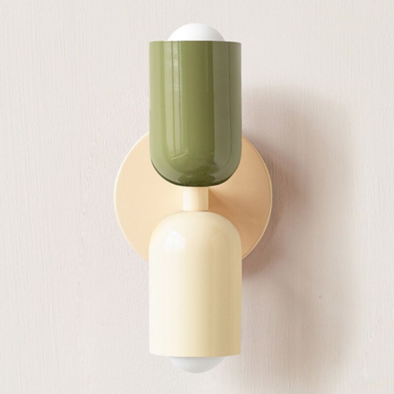 foto del prodotto applique da parete moderno lampada da parete up down lampade muro interno verde color crema