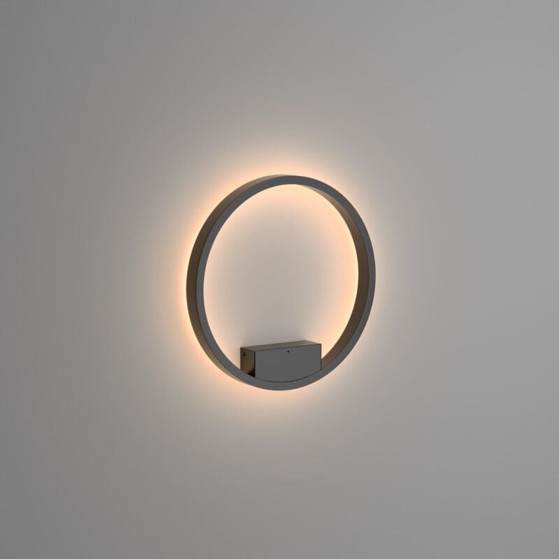 foto del prodotto applique da parete moderno rim alluminio nero 1 luce led 25w