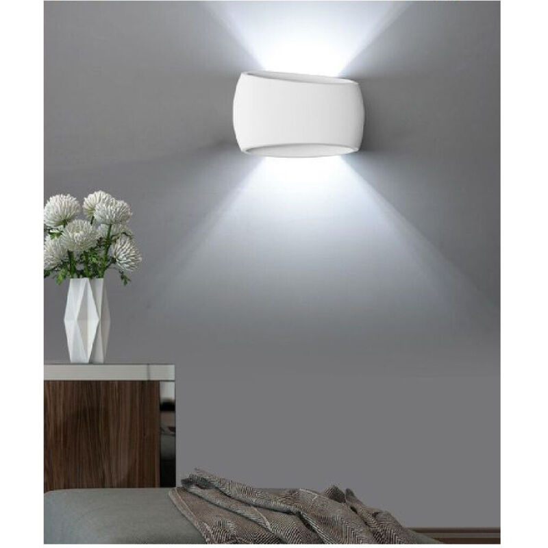 foto del prodotto applique da parete ovale in gesso verniciabile doppia emissione luminosa r7s e08 trade shop traesio