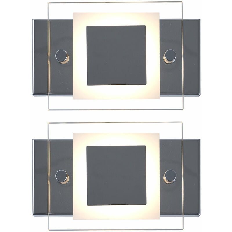 foto del prodotto applique da parete per bagno lampada da parete per bagno lampada da parete corridoio vetro cromato, ip44, 1x led 4,5w 400lm bianco caldo, lxpxa