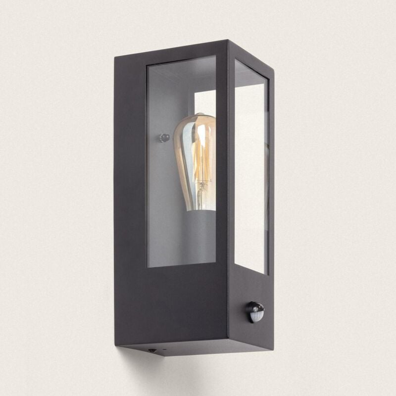 foto del prodotto applique da parete per esterni acciaio inox e vetro con sensore di movimento gakom nero