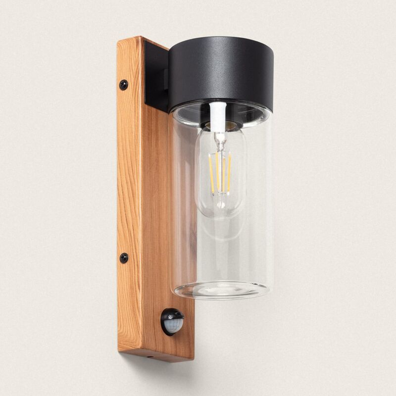 foto del prodotto applique da parete per esterni acciaio inox e vetro con sensore di movimento isoba nero
