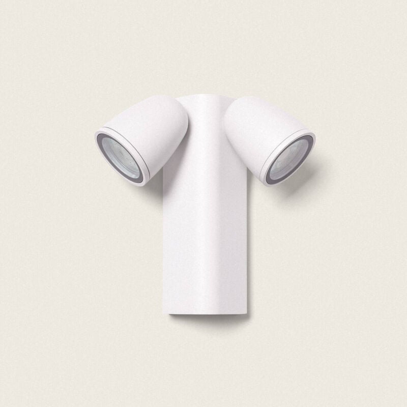 foto del prodotto applique da parete per esterni alluminio abel due faretti bianco