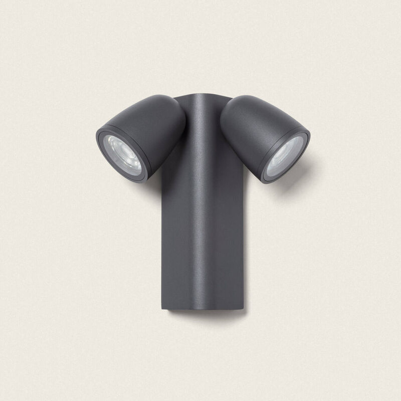 foto del prodotto applique da parete per esterni alluminio abel due faretti grigio scuro