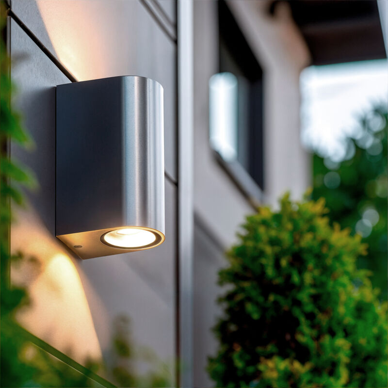 foto del prodotto applique da parete per esterni alluminio doppia luce big gala argento