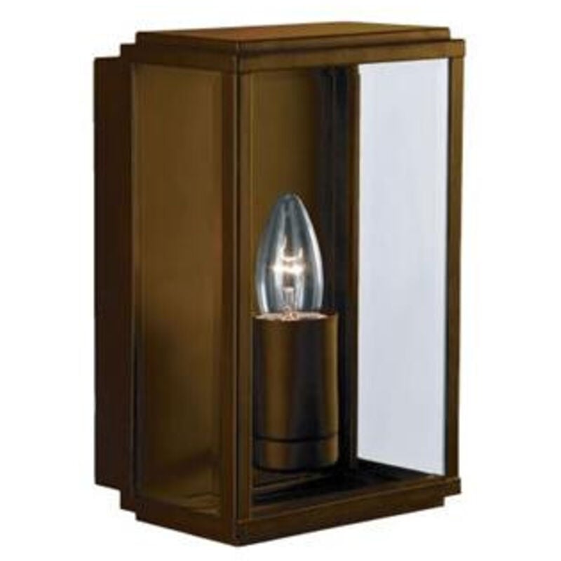 foto del prodotto applique da parete per esterni box - marrone rustico e vetro