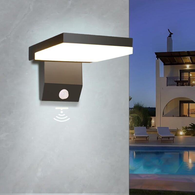 foto del prodotto applique da parete per esterni da 18 w con sensore di movimento, illuminazione da parete per esterni 6000 k, illuminazione da parete moderna