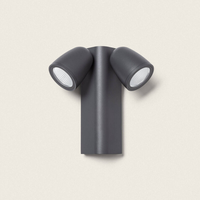 foto del prodotto applique da parete per esterni led 12w alluminio abel due faretti grigio scuro