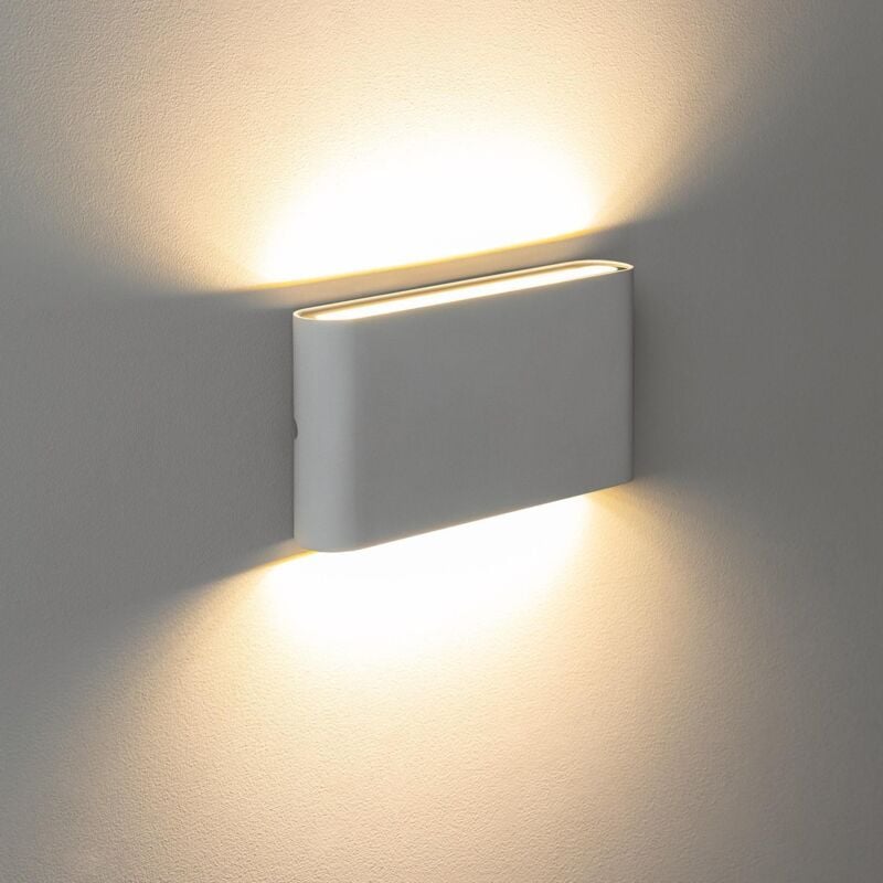 foto del prodotto applique da parete per esterni led 12w alluminio rettangolare doppia luce luming bianco bianco caldo 2700k