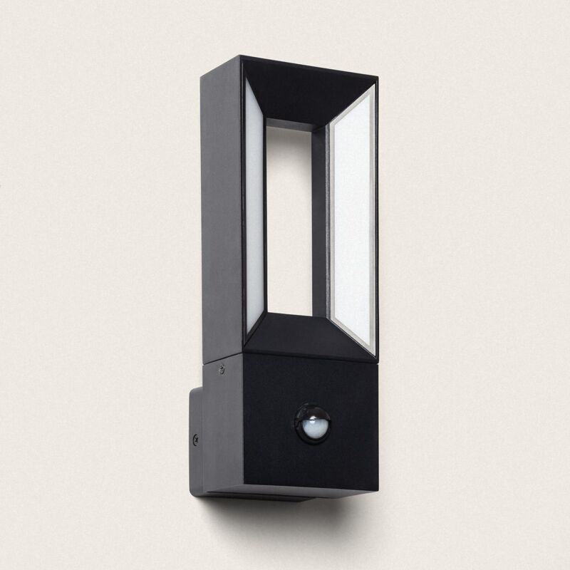 foto del prodotto applique da parete per esterni led alluminio 2x5w trimel con sensore di movimento nero