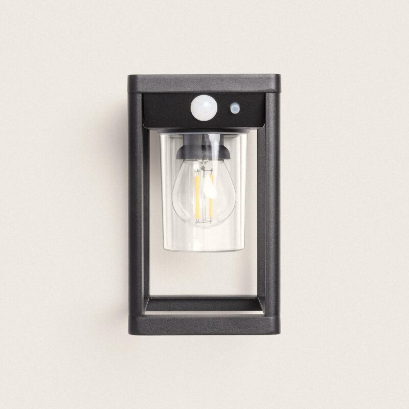 foto del prodotto applique da parete per esterni led solare 2w alluminio con sensore di movimento devah nero