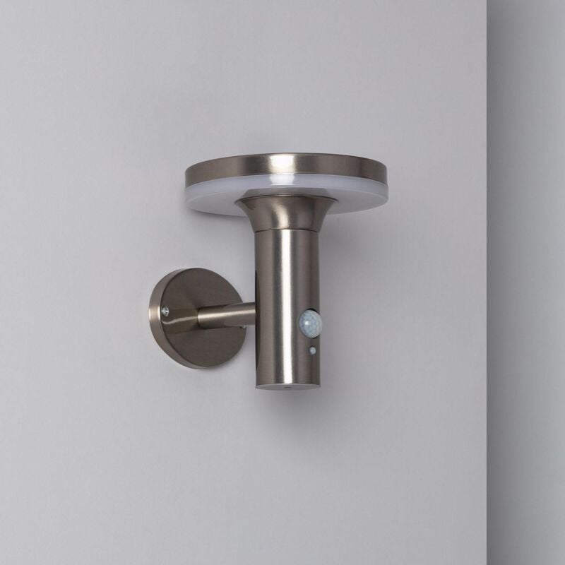 foto del prodotto applique da parete per esterni led solare inox con sensore di movimento pir helios 4000k bianco naturale