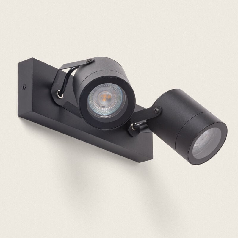 foto del prodotto applique da parete per esterni orientabile alluminio 2 faretti midway nero