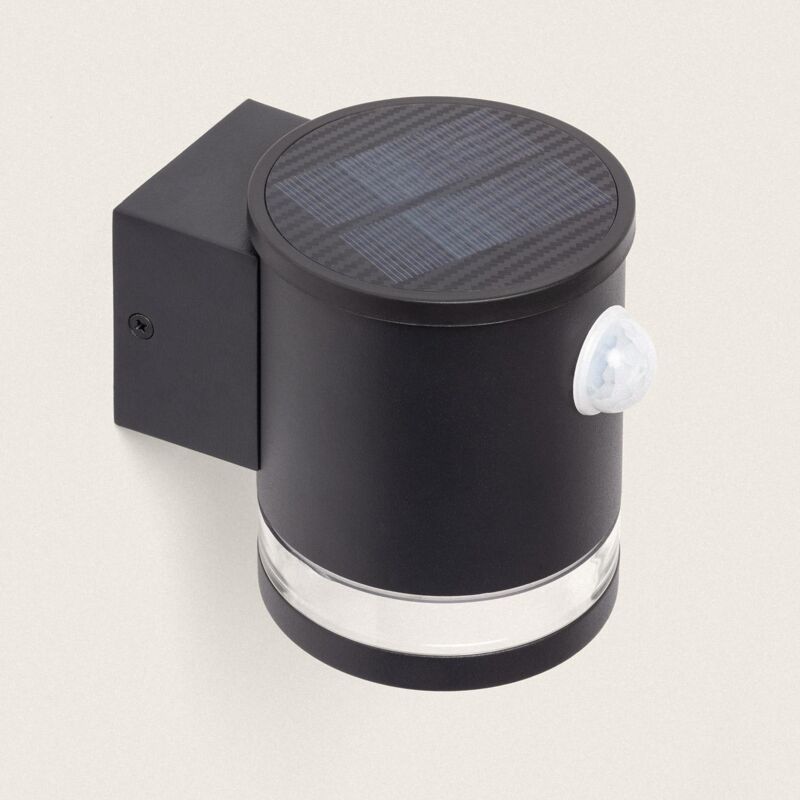 foto del prodotto applique da parete per esterni solare a led alluminio con sensore di movimento draco nero