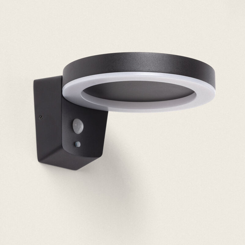 foto del prodotto applique da parete per esterni solare led 5w alluminio con sensore di movimento aris nero