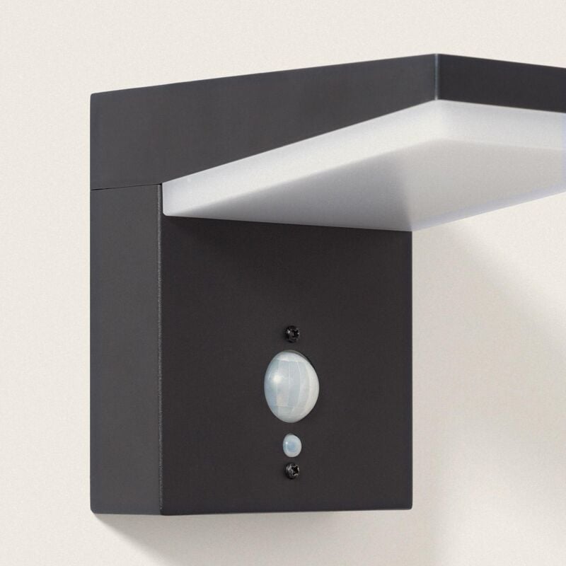 foto del prodotto applique da parete per esterni solare led 5w alluminio con sensore di movimento edwan nero
