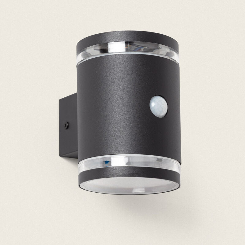 foto del prodotto applique da parete per esterni solare led alluminio con sensore di movimento gael nero