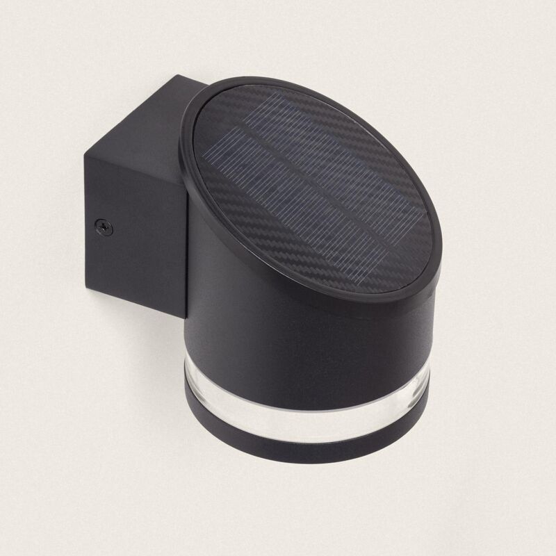 foto del prodotto applique da parete per esterni solare led alluminio eddan nero