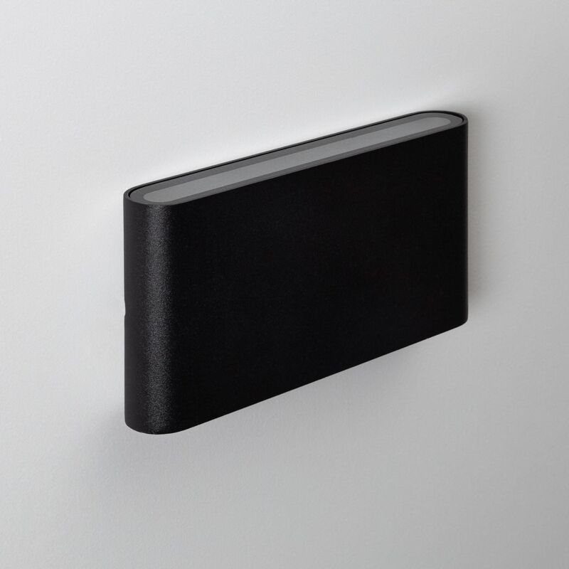 foto del prodotto applique da parete per esterno led 10w doppia luce rettangolare nero einar bianco caldo 2700k