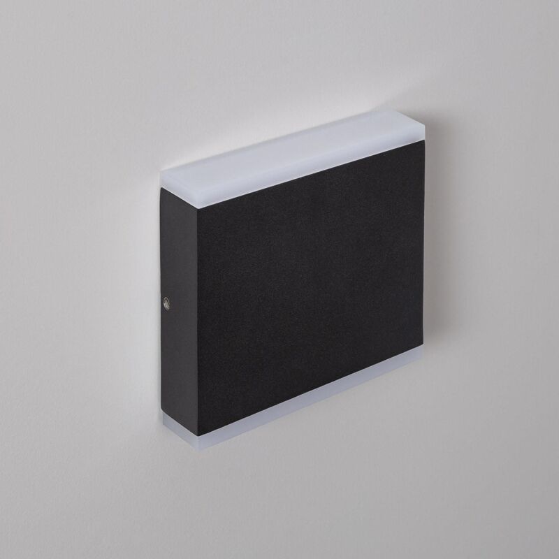 foto del prodotto applique da parete per esterno led 6w doppia luce quadrato nero orus bianco caldo 2700k