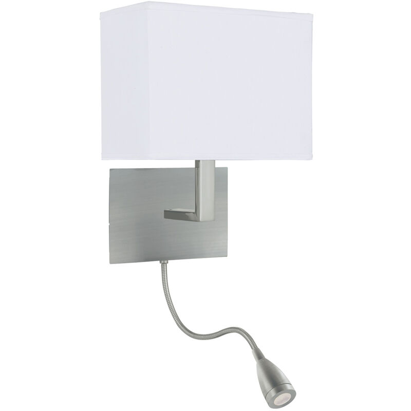 foto del prodotto applique da parete per hotel con luce di lettura a led - metallo argento satinato