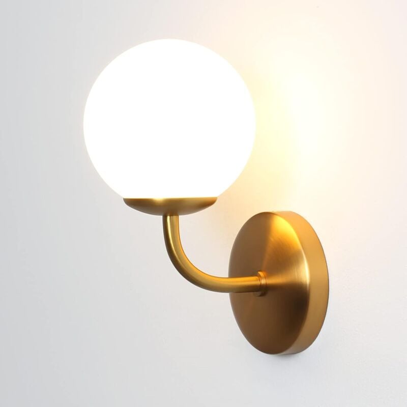foto del prodotto applique da parete per interni vintage g9 3000k led bianco caldo con sfera in vetro per illuminazione per soggiorno, camera da letto, ristorante,