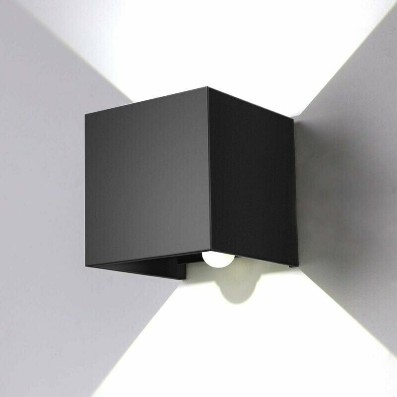 foto del prodotto applique da parete quadrata con sensore radar quadrato da 12 w, guscio nero, luce bianca 6000 k, impermeabile, con sensore radar, per interni ed