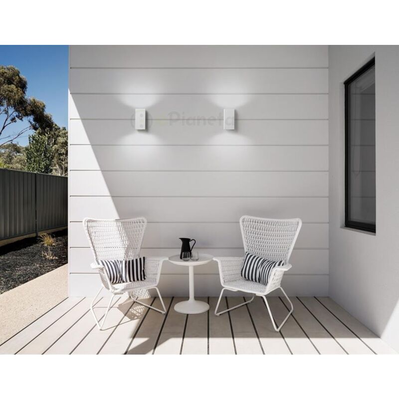 foto del prodotto applique da parete rettangolare doppia luce gu10 design moderno per esterno giardino impermeabile ip65 bianco grigio nero bianco