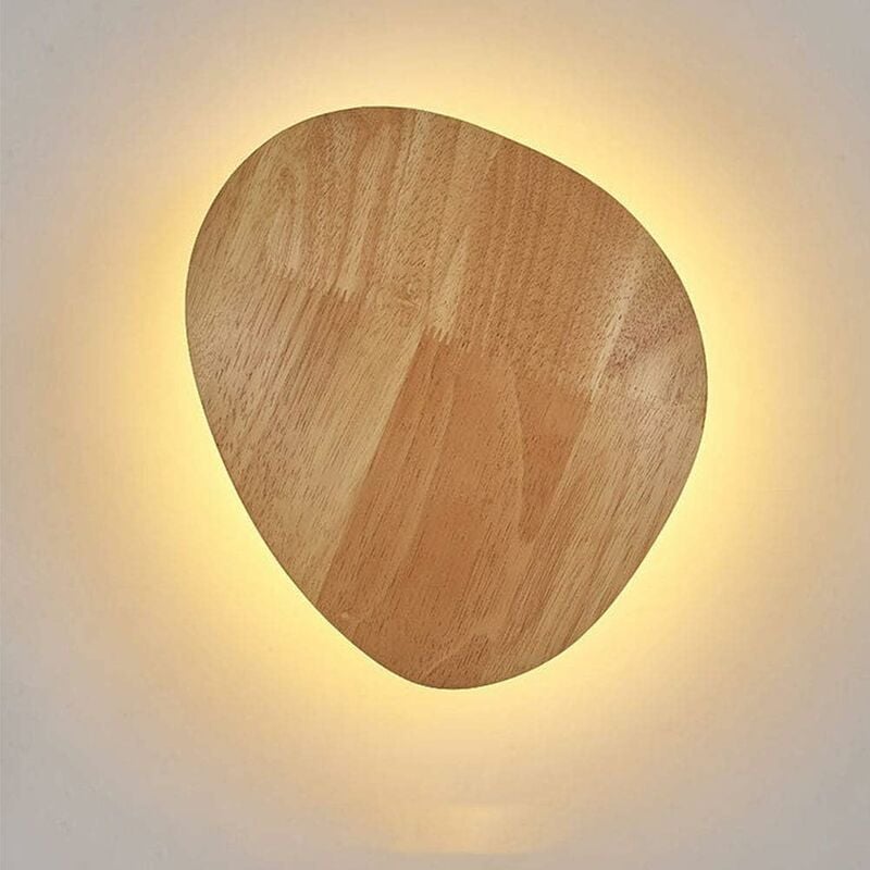 foto del prodotto applique da parete rotonda a led decorazioni per la casa applique da parete in legno creativo illuminazione da comodino in legno massello, luci da