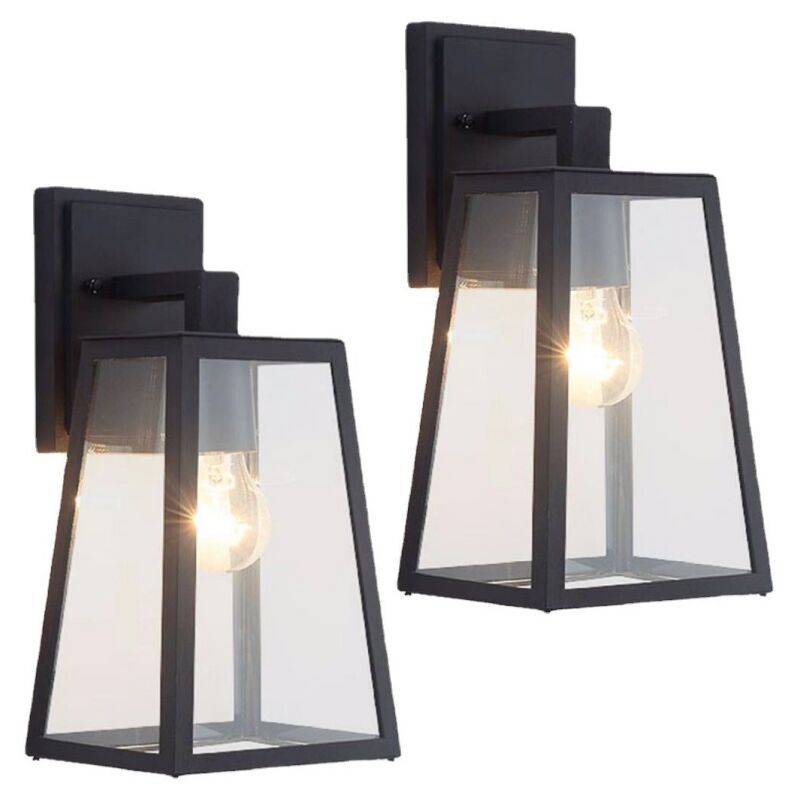 foto del prodotto applique da parete vintage industrial lampada da parete esterno lampada da muro metallo vetro luci da parete nero 2 pezzi