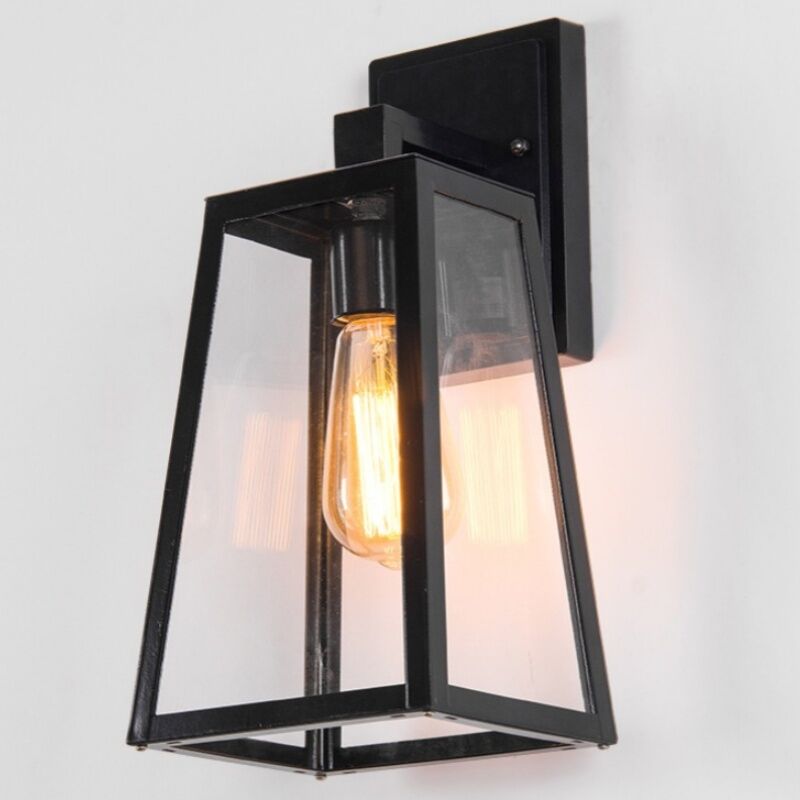 foto del prodotto applique da parete vintage industrial lampada da parete esterno lampada da muro metallo vetro luci da parete nero