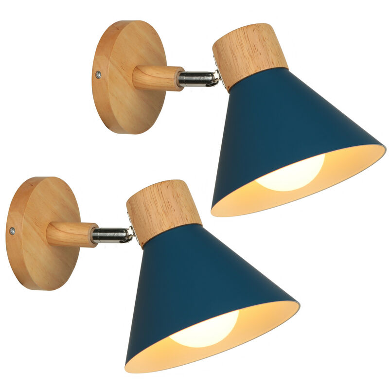 foto del prodotto applique da parete vintage industriale lampada da parete ruotabile lampada a muro art deco 2 pezzi blu scuro