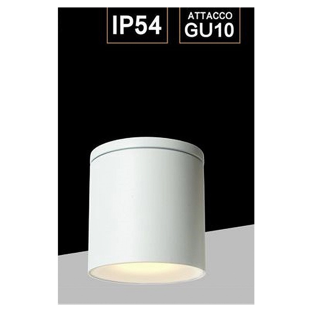foto del prodotto applique da soffitto a cilindro esterno moderno lampada plafoniera gu10 ip54 h94 bianco trade shop traesio