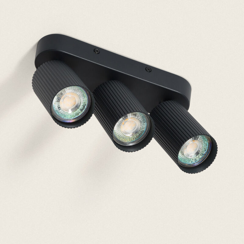 foto del prodotto applique da soffitto alluminio aritz 3 faretti nero