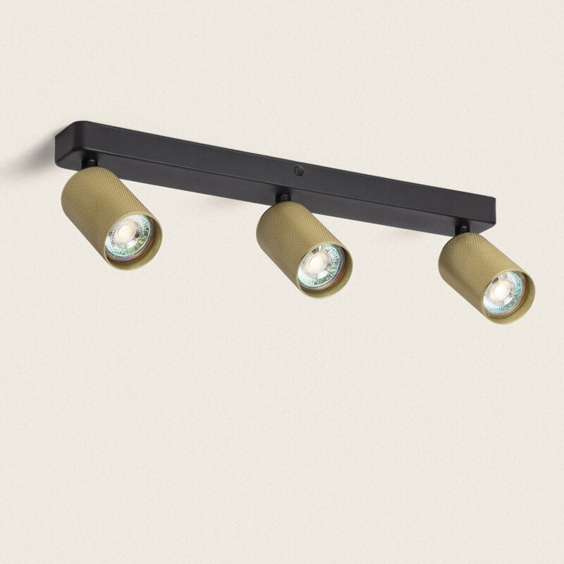 foto del prodotto applique da soffitto alluminio breixo 3 faretti oro