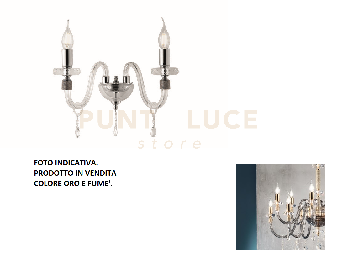 foto del prodotto applique dido 2 luci fume e oro attacco e14 l.35cm