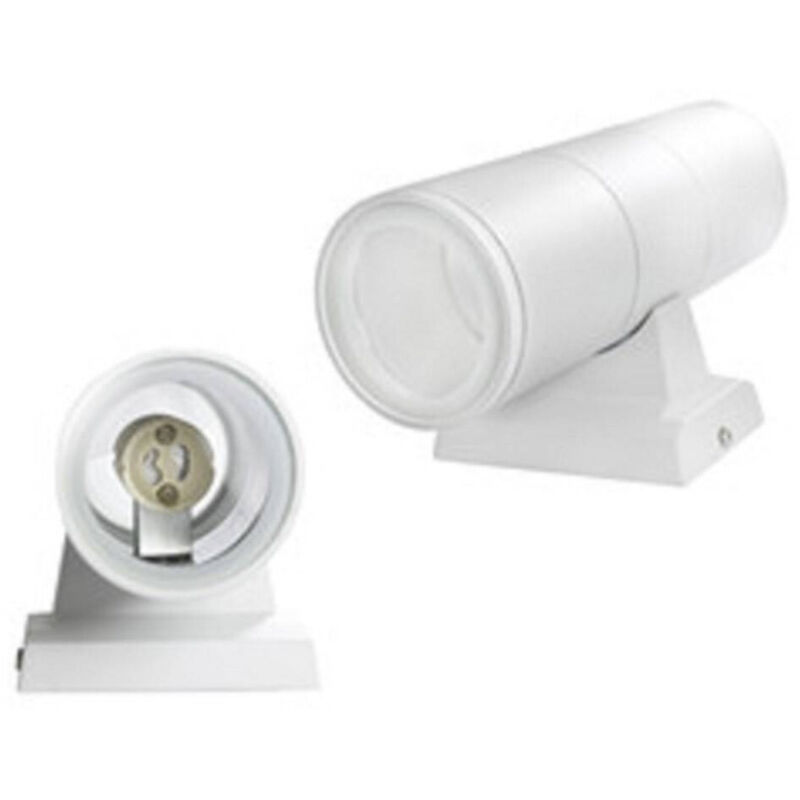 foto del prodotto applique doppia emissione a parete giardino esterno ip55 portalampada gu10 es01 bianco trade shop traesio