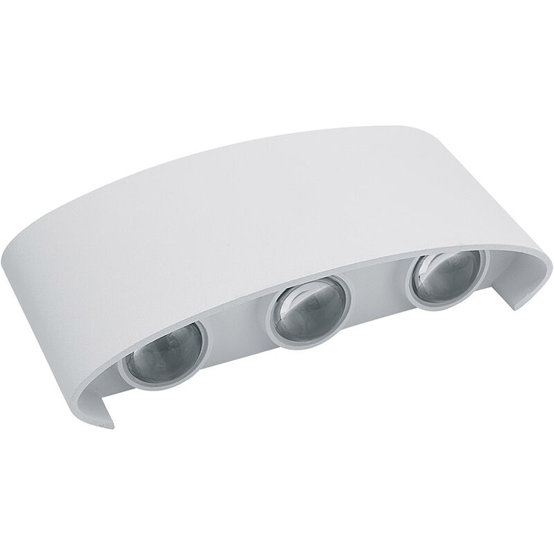 foto del prodotto applique doppia emissione di luce 6 led 16 watt up down lampada da muro bianco per esterno casa terrazzo giardino ip65 3000k