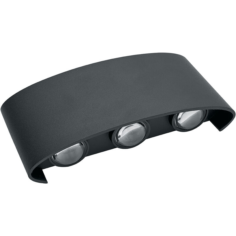foto del prodotto applique doppia emissione di luce 6 led 16 watt up down lampada da muro nero per esterno casa terrazzo giardino ip65 4000k