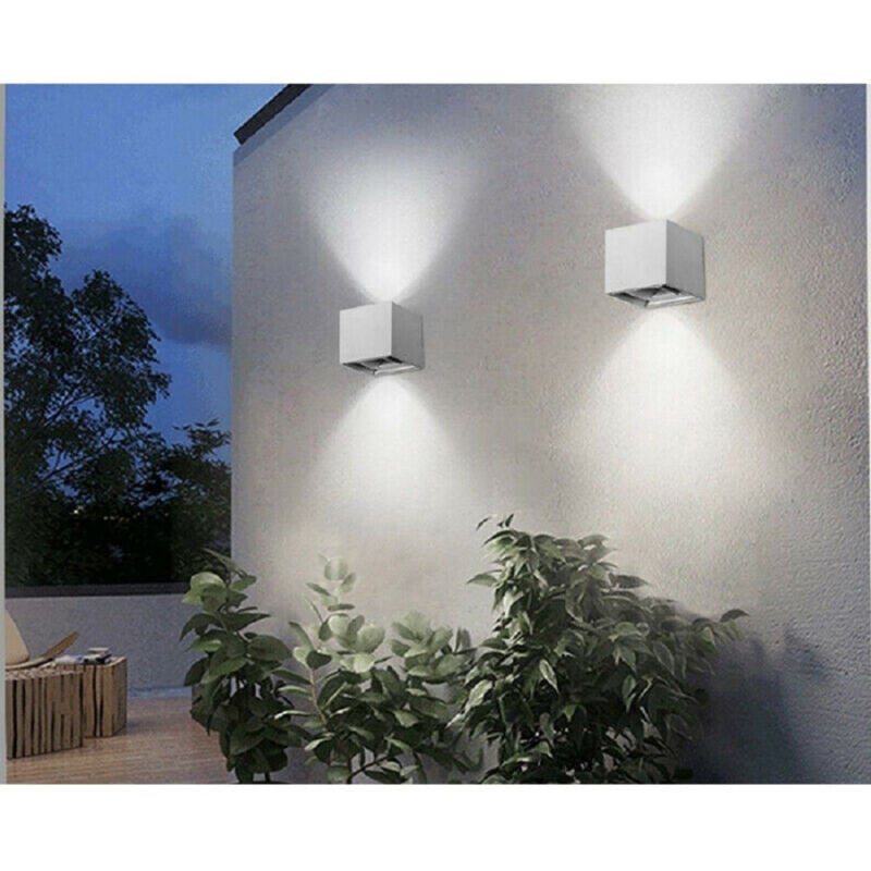 foto del prodotto applique doppia emissione led cob 12w esterno luce 4000k 3000k 6500k grigio es46 bianco freddo trade shop traesio