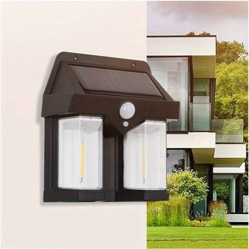 foto del prodotto applique doppia lanterna solare led tungsteno sensore movimento ip65 da esterno trade shop traesio