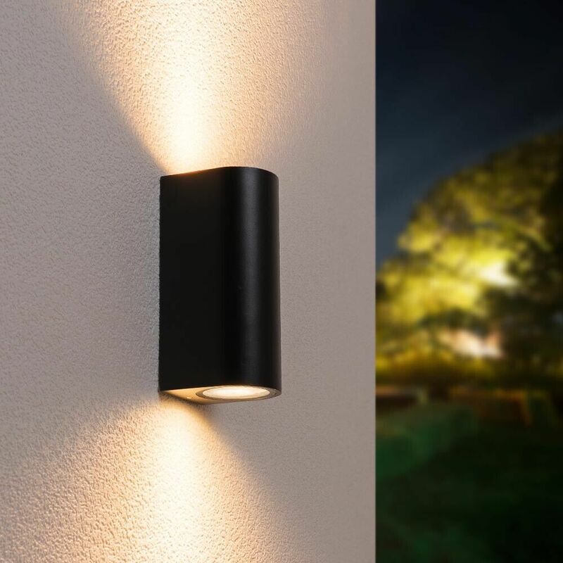 foto del prodotto applique doppia luce a parete interno esterno ip65 porta faretto gu10 es14n