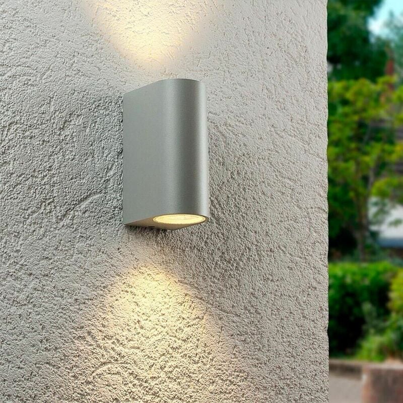 foto del prodotto applique doppia luce lampada da parete interno esterno porta faretto gu10 es14g