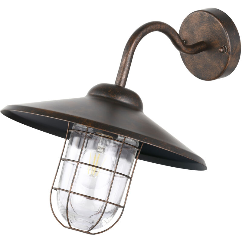 foto del prodotto applique esterno classica melgoa metallo rame vetro bianco 1 luce e27