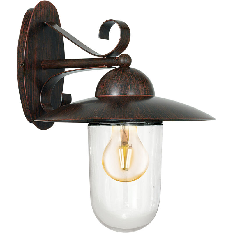 foto del prodotto applique esterno classica milton metallo marrone vetro bianco 1 luce e27