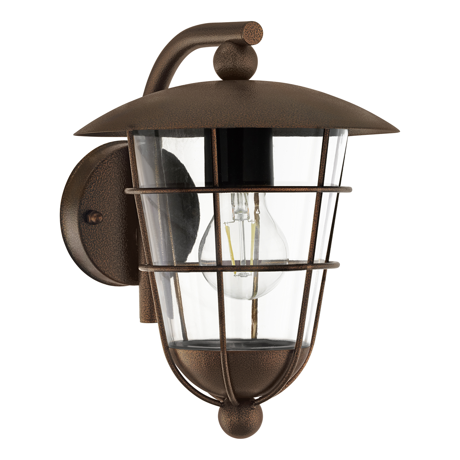 foto del prodotto applique esterno classica pulfero 1 metallo marrone policarbonato trasp e27