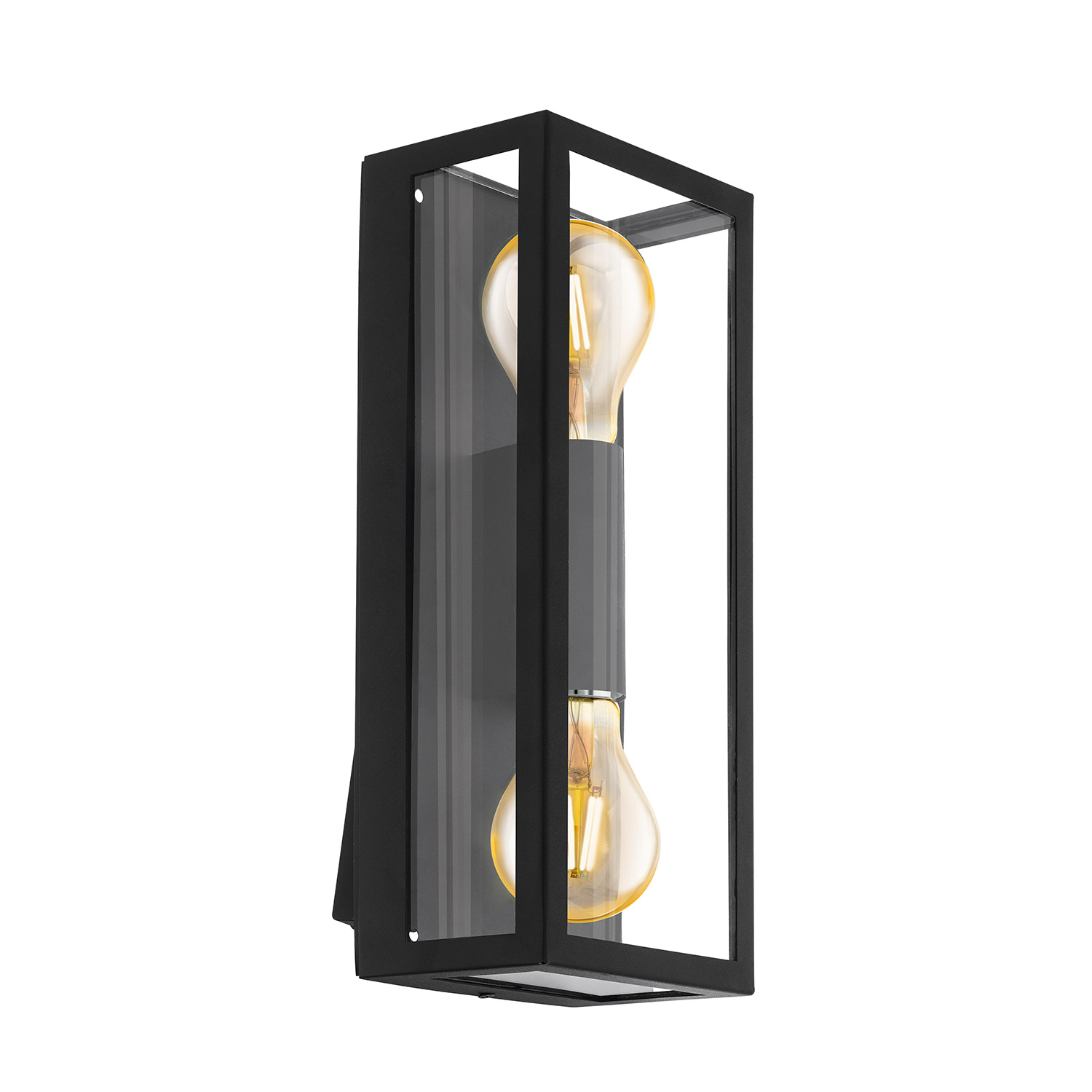 foto del prodotto applique esterno contemporanea alamonte 1 acciaio nero 2 luci e27