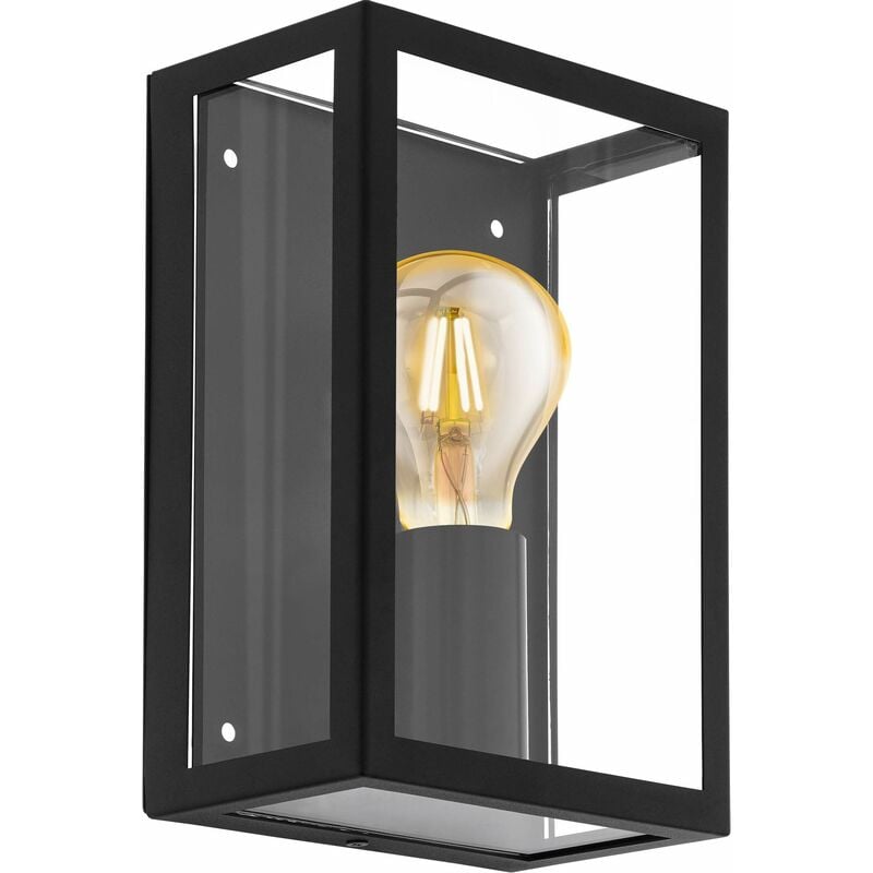 foto del prodotto applique esterno contemporanea alamonte 1 acciaio nero vetro bianco 1 luce e27