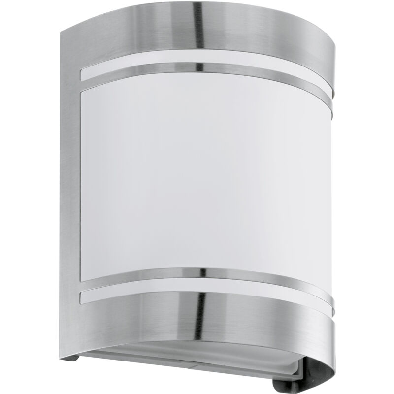 foto del prodotto applique esterno contemporanea cerno acciaio argento vetro bianco 1 luce e27